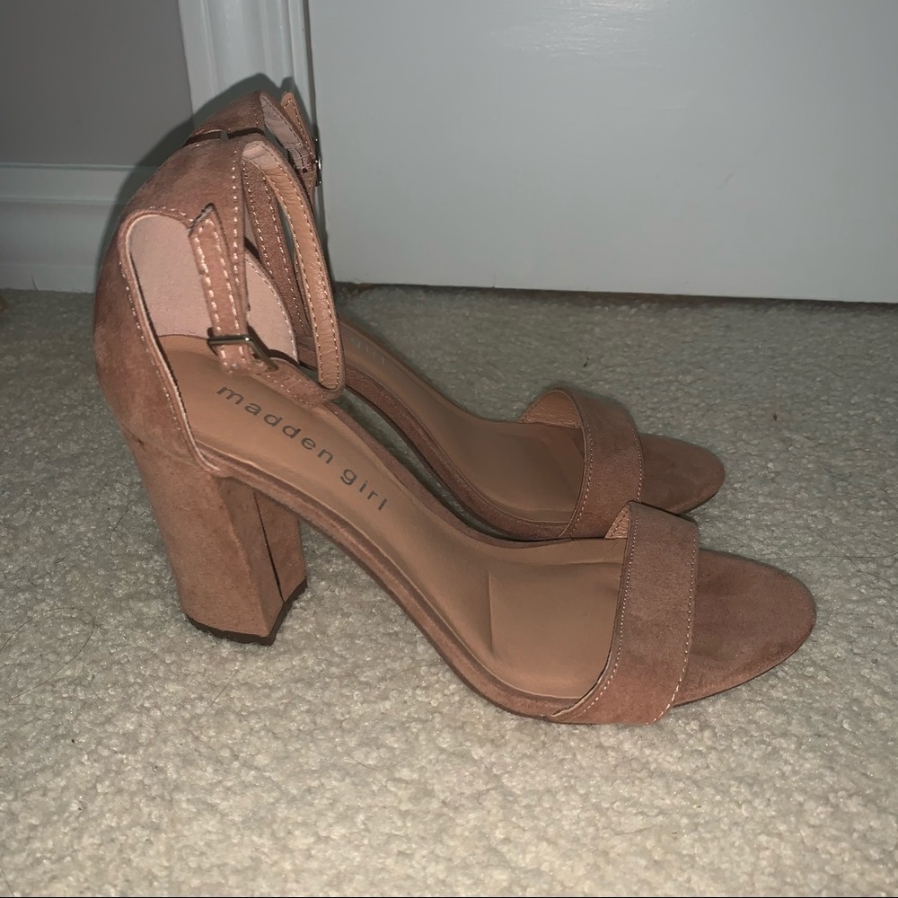 Nude block heels